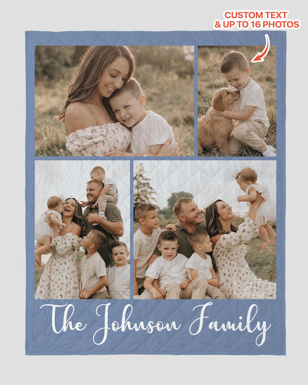Custom Photo Collage Family Bamboo Quilt Blanket