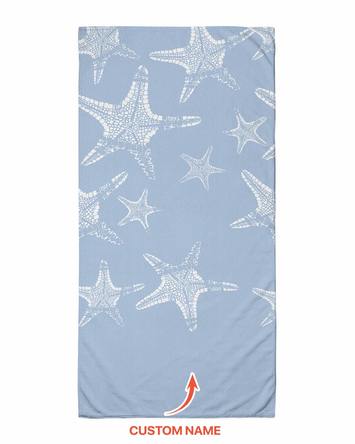 Custom Photo Starfish With Names Bamboo Beach Towel