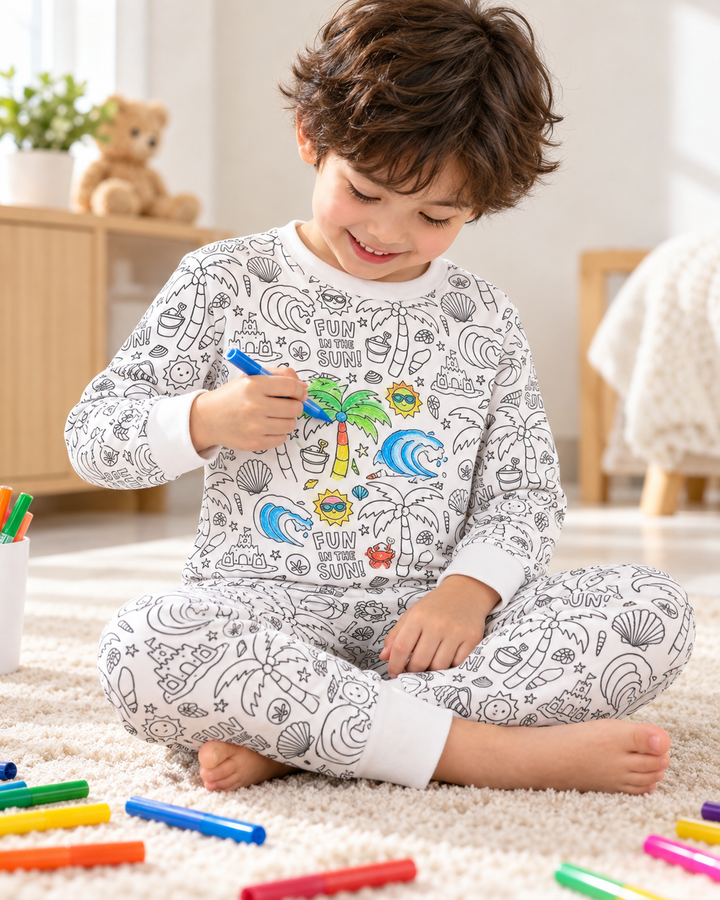 Beach Bash Colorable Bamboo Two Piece Pyjamas Set