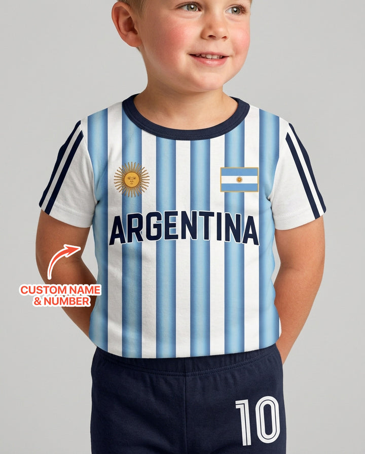 Custom Name Argentina Spirit Bamboo Two Piece Short Sleeve Pajama Set