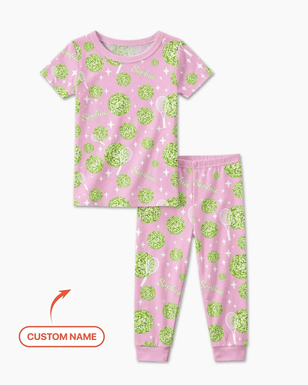 Tennis Disco Girl Party Matching Bamboo Two Piece Short Sleeve Pajama Set