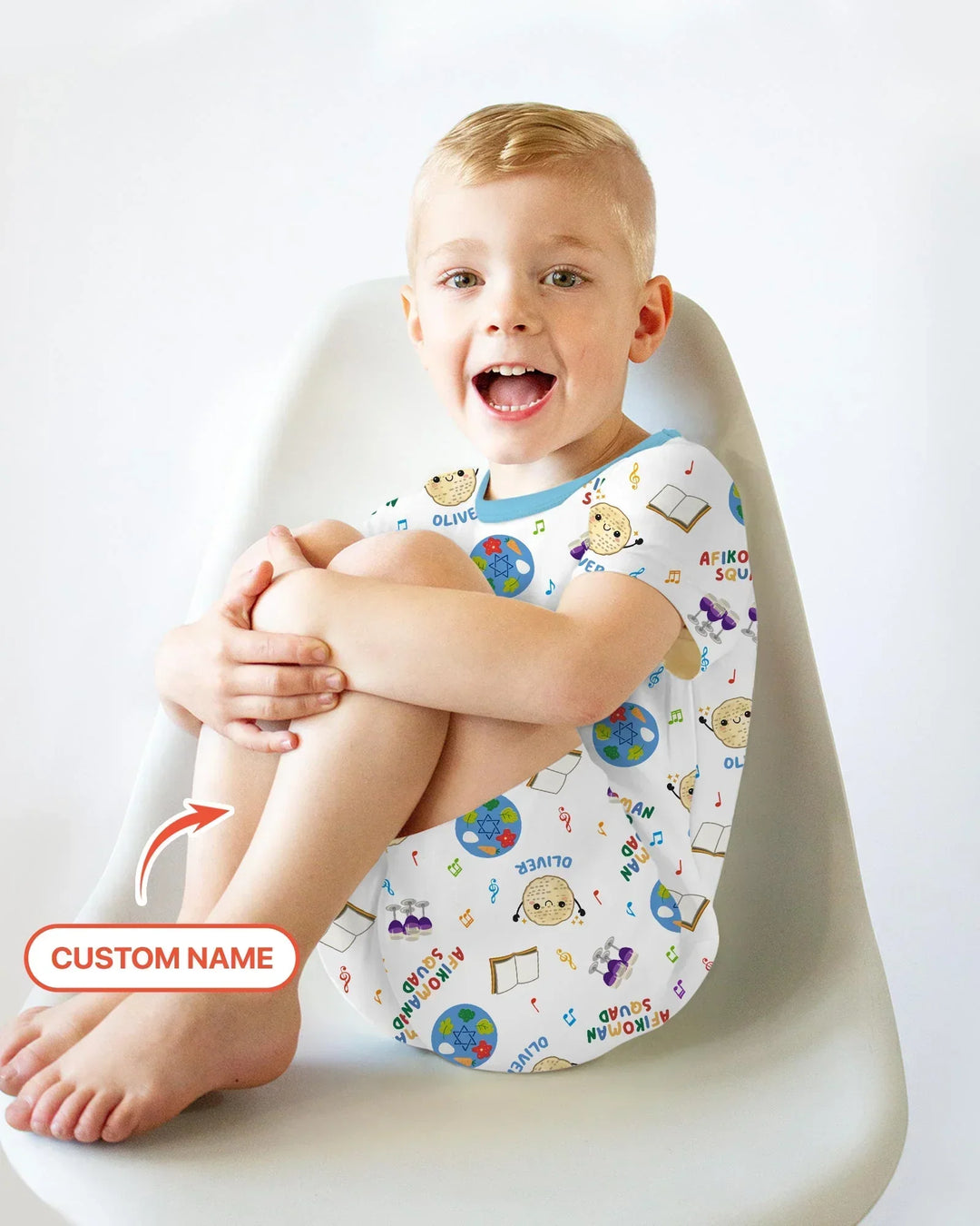 Custom Name Passover Afikoman Squad Bamboo Two Piece Short Sleeve Shorts Pajama Set