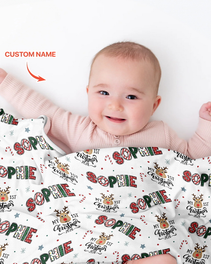Custom Name "My First Christmas 2025" - Bamboo Blanket (S)