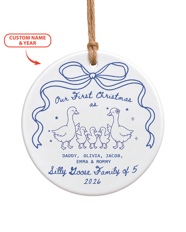 First Christmas Silly Goose Family Ceramic Ornament