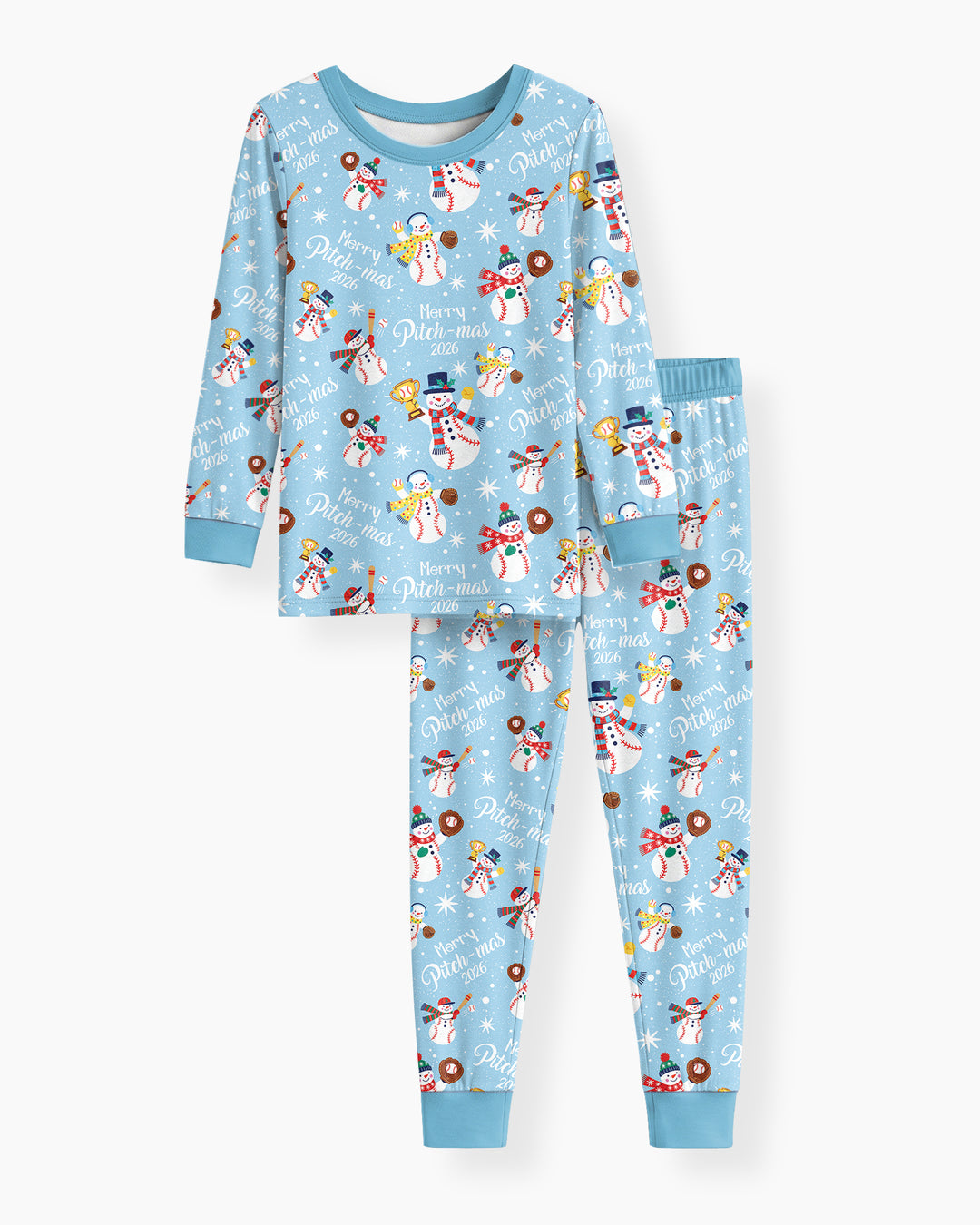 Baseball Christmas Non-custom version Bamboo Two Piece Long Sleeve Pajama Set