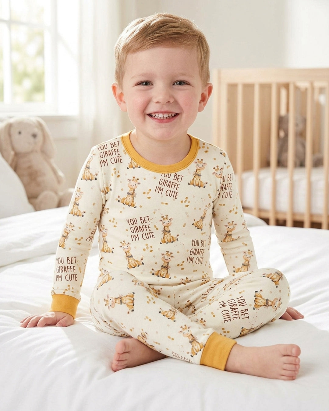 You Bet Giraffe I'm Cute Bamboo Two Piece Long Sleeve Pajama Set