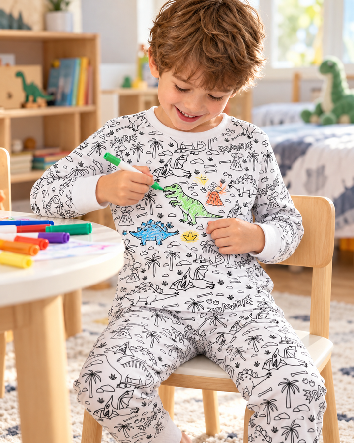 Jurassic Playground Colorable Bamboo Two Piece Pyjamas Set