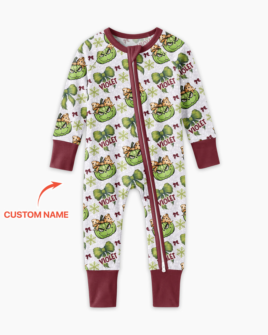 Custom Name Grumpy Green Christmas Bamboo Convertible Zippy