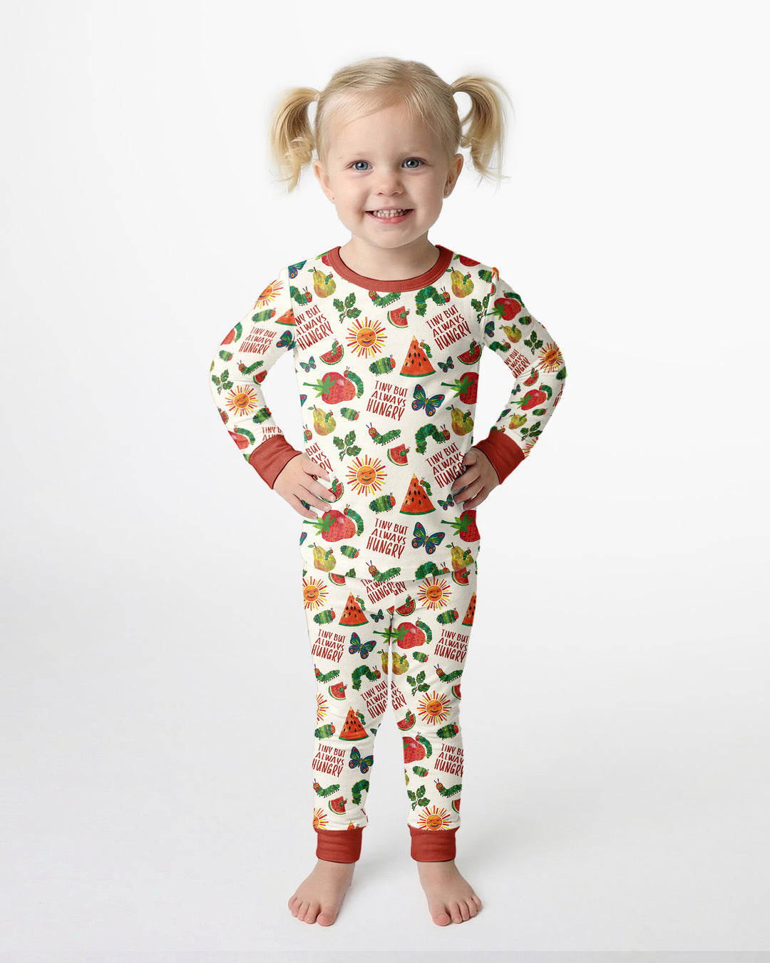 Tiny But Always Hungry Caterpillar Bamboo Two Piece Long Sleeve Pajama Set
