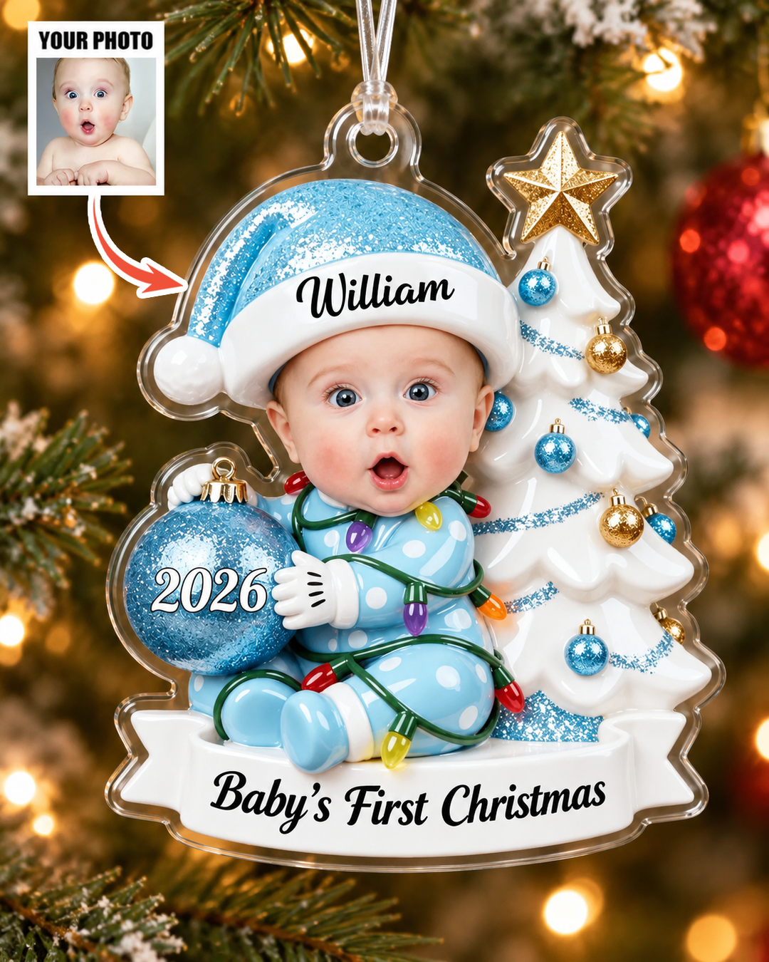 Funny Baby Tree Christmas Acrylic Ornament