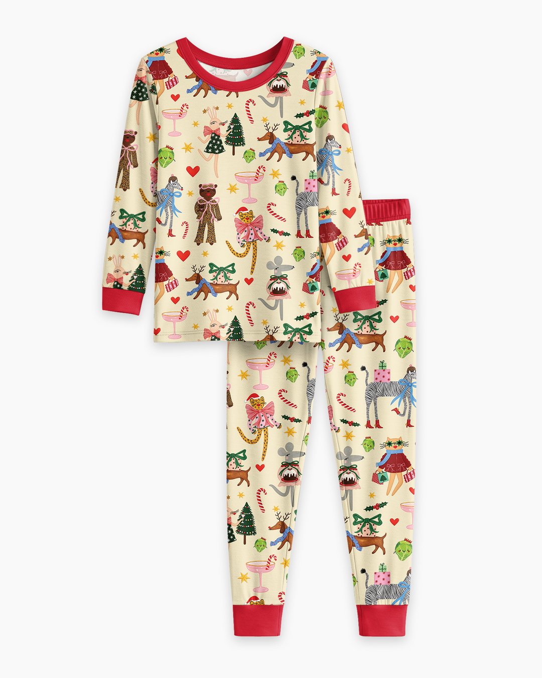 Animals Christmas Bamboo Two Piece Long Sleeve Pajama Set