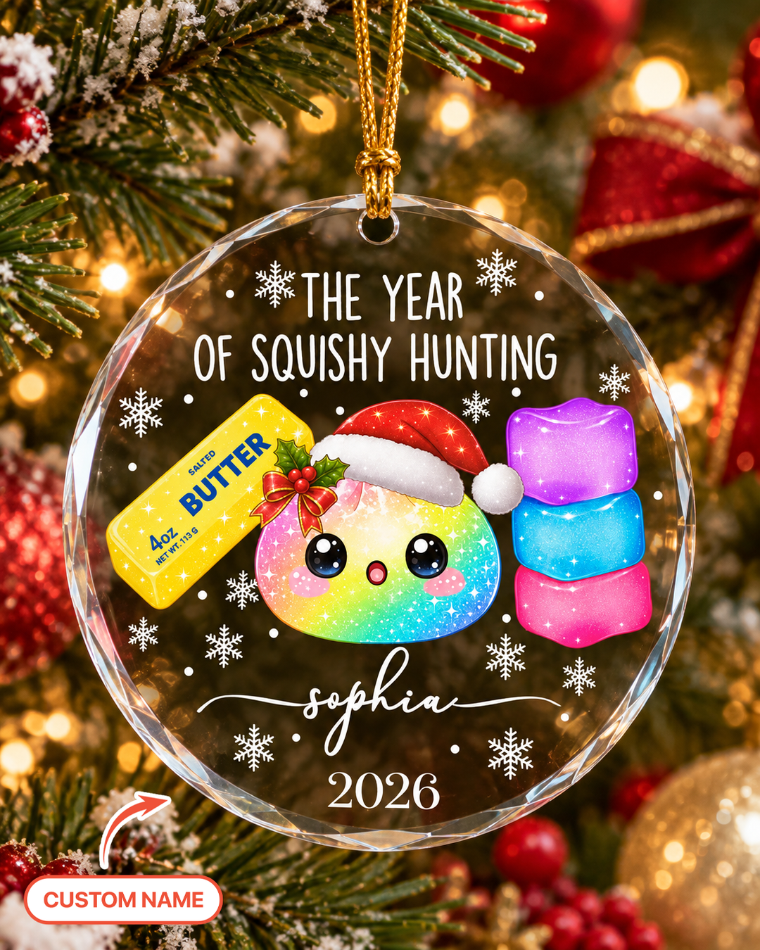 The Year Of Squishy Hunting Glass Ornament