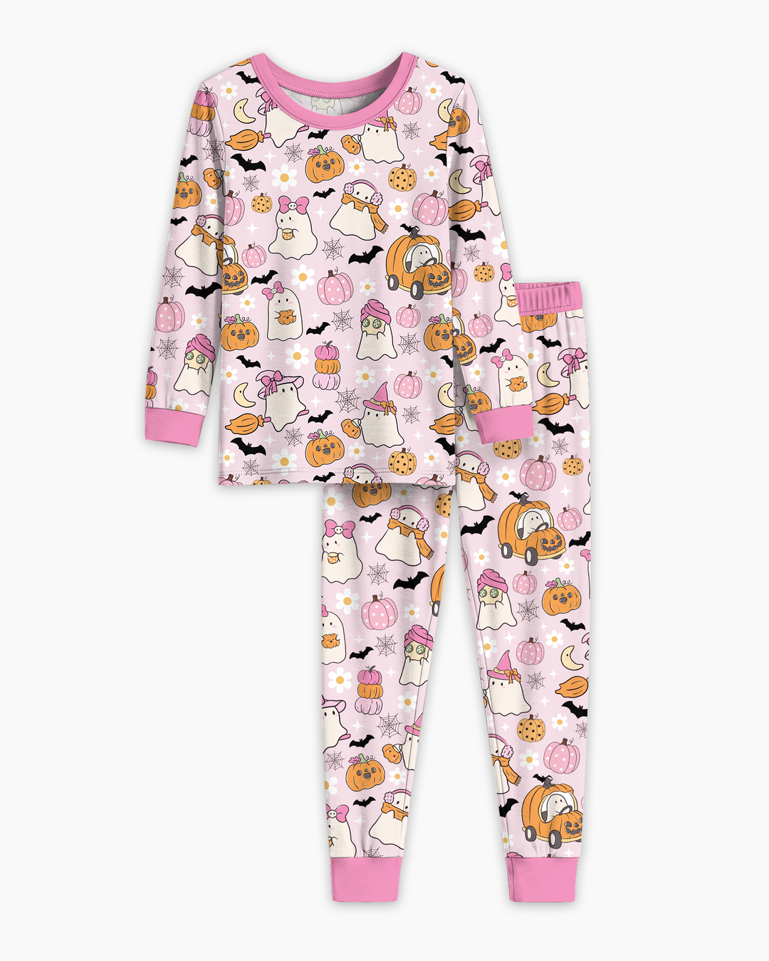 Pink Boo Patch Bamboo Two Piece Long Sleeve Pajama Set