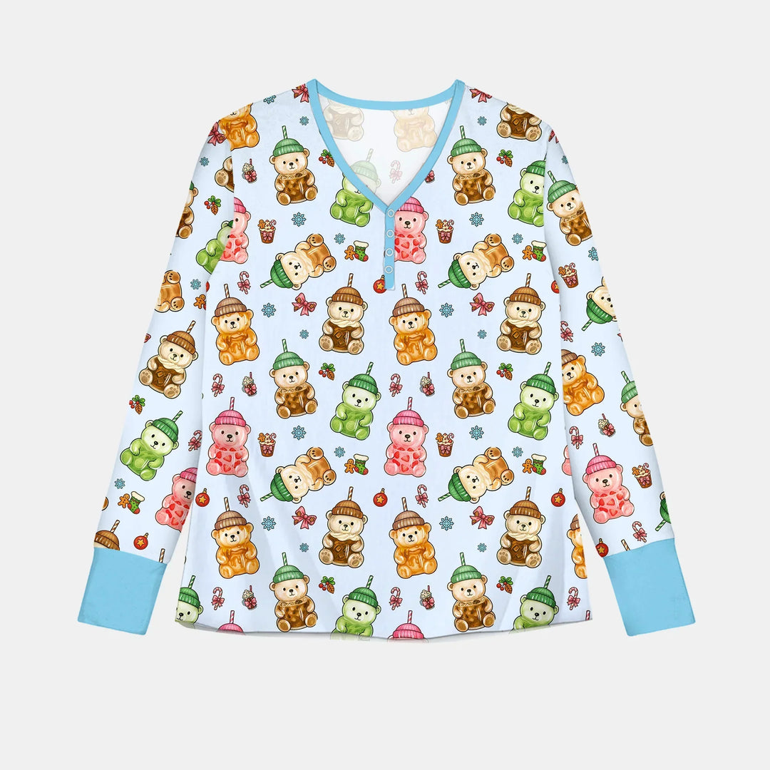 Holiday Bear Cup Custom Bamboo Women Pajama Set