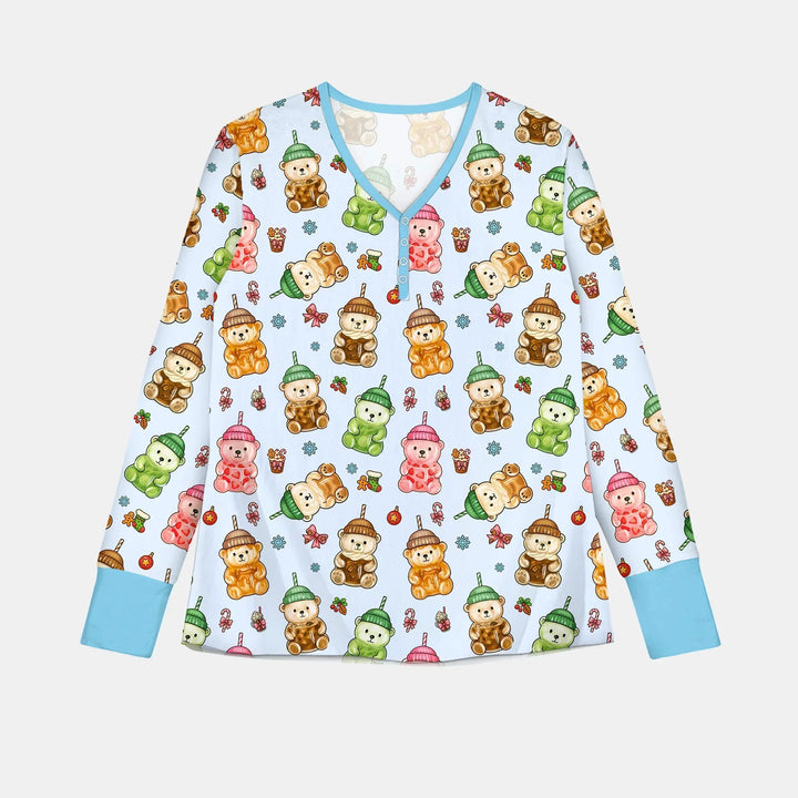 Holiday Bear Cup Custom Bamboo Women Pajama Set