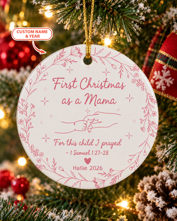 Christian First Christmas Mama Ceramic Ornament