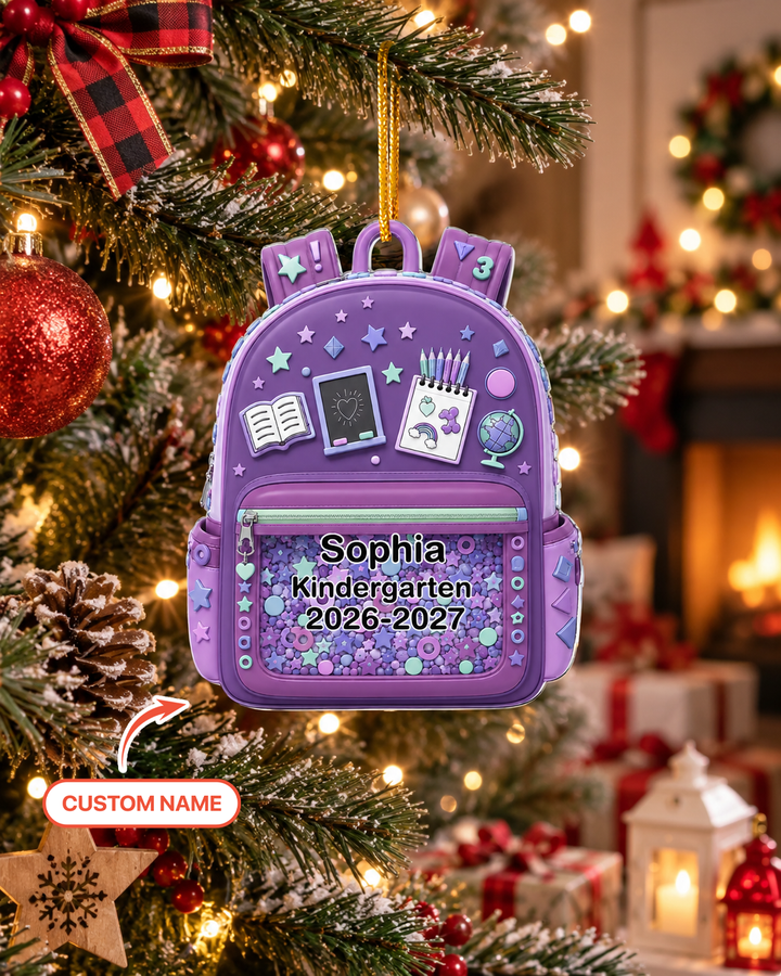 Kids School Backpack Acrylic Ornament