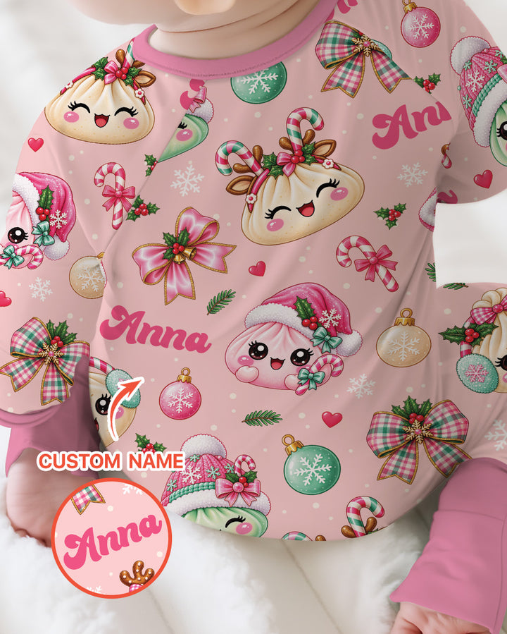 Custom Name Kawaii Christmas Dumpling Bamboo Convertible Zippy