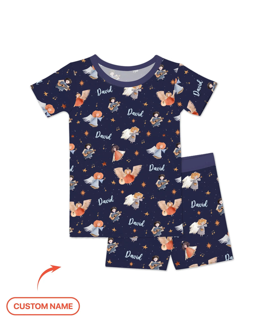 Guardian Angels Custom Name Bamboo Two Piece Short Sleeve Shorts Pajama Set