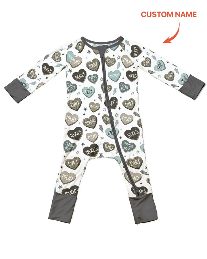 Personalized Camo Candy Hearts Bamboo Convertible Zippy