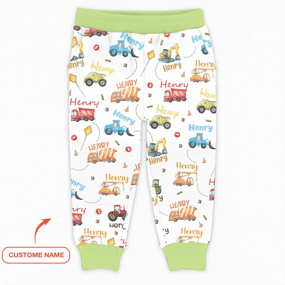 Construction Vehicles Custom Name Bamboo Jogger