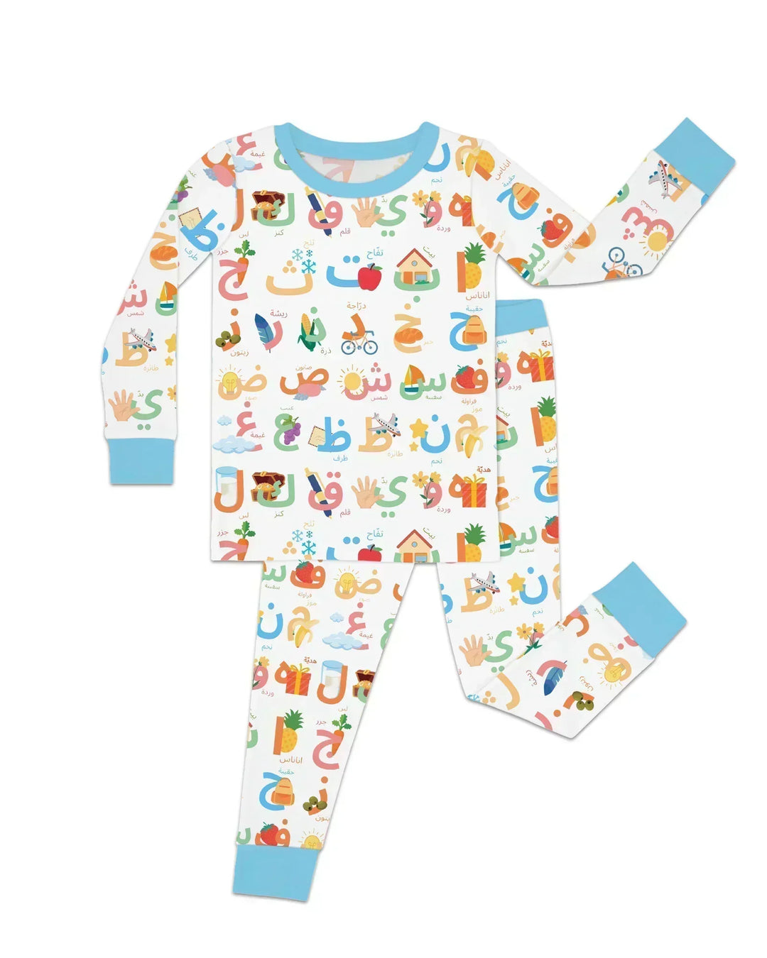 Arabic Alphabet Bamboo Two Piece Long Sleeve Pajama Set