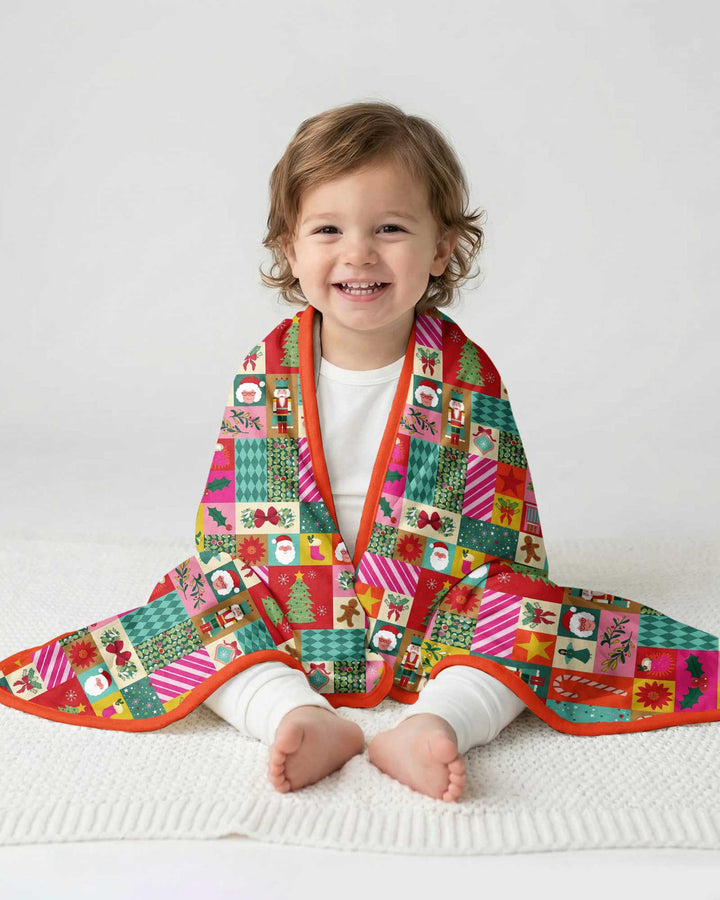 Maximalist Christmas Collage Bamboo Blanket