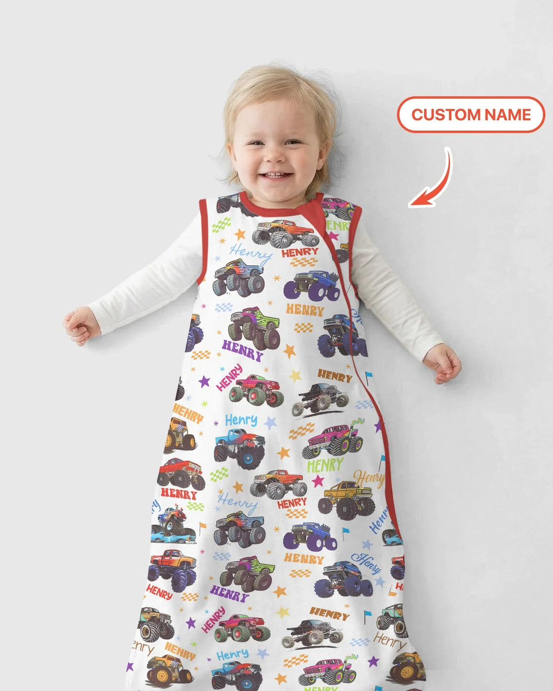 Monster Truck Custom Name Bamboo Sleep Bag