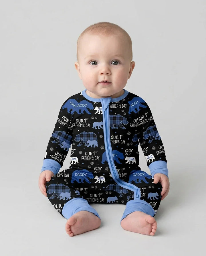 Our 1st Father's Day Daddy Bear & Me Matching Bamboo Convertible Zippy