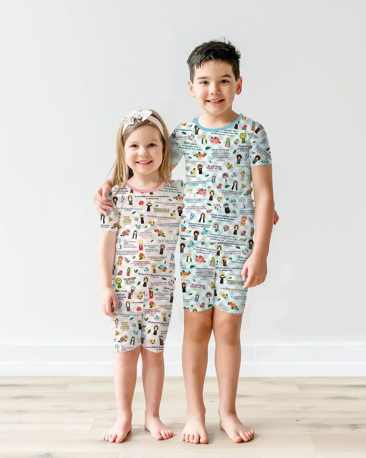 Catholic Saint Quotes Bamboo Two Piece Short Sleeve Shorts Pajama Set