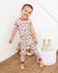 Rainbow Monster Party Bamboo Two Piece Short Sleeve Pajama Set