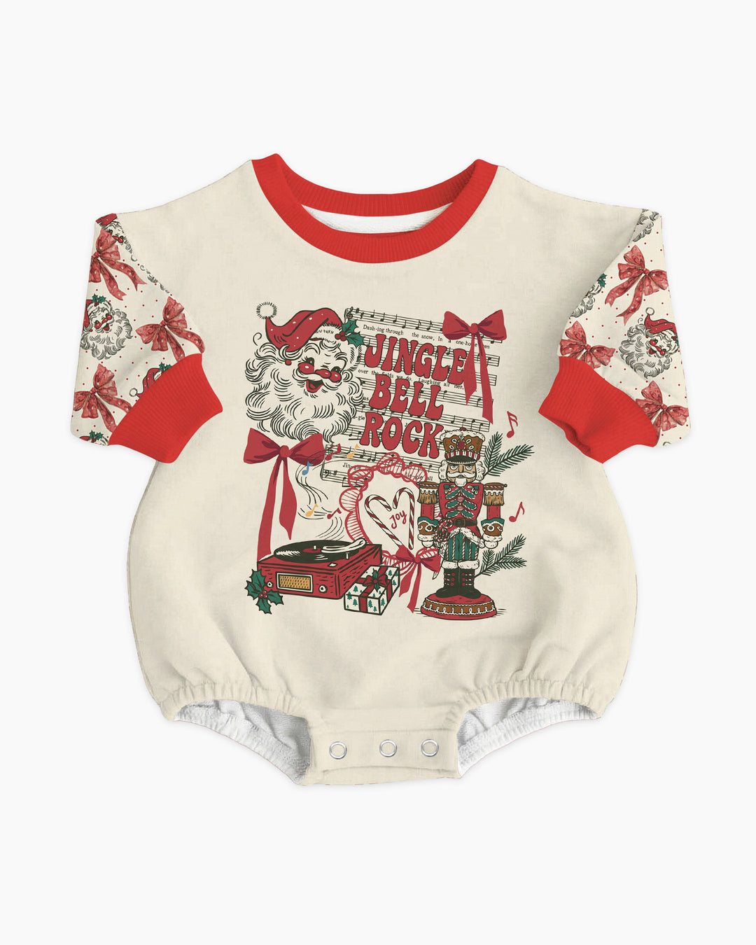 Retro Christmas Jingle Bell Rock Bamboo Bubble Romper