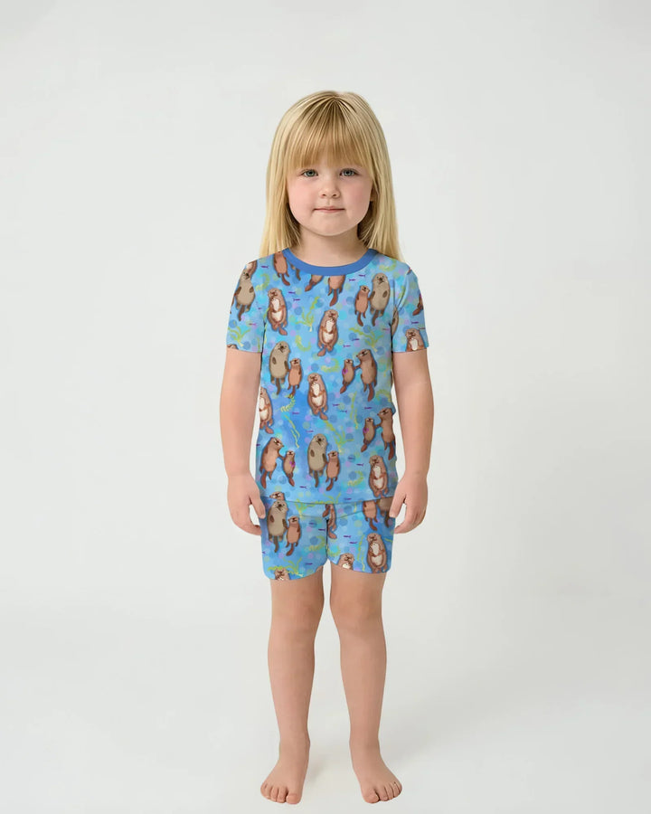 Otterly Together Bamboo Two Piece Short Sleeve Shorts Pajama Set
