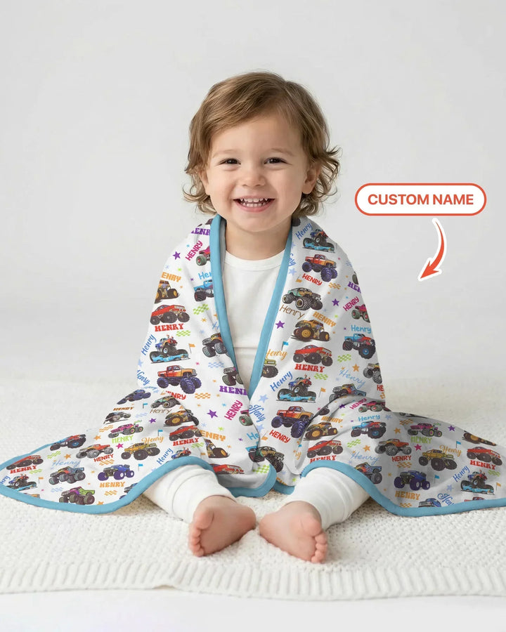 Monster Truck Custom Name Bamboo Blanket