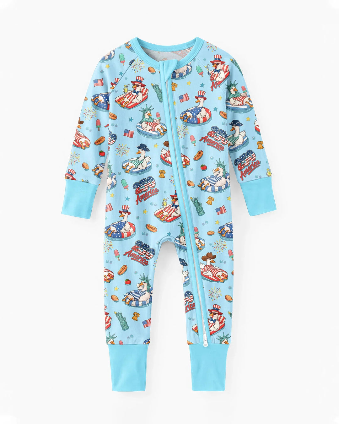 250 America Patriotic Goose Family Matching Bamboo Convertible Zippy