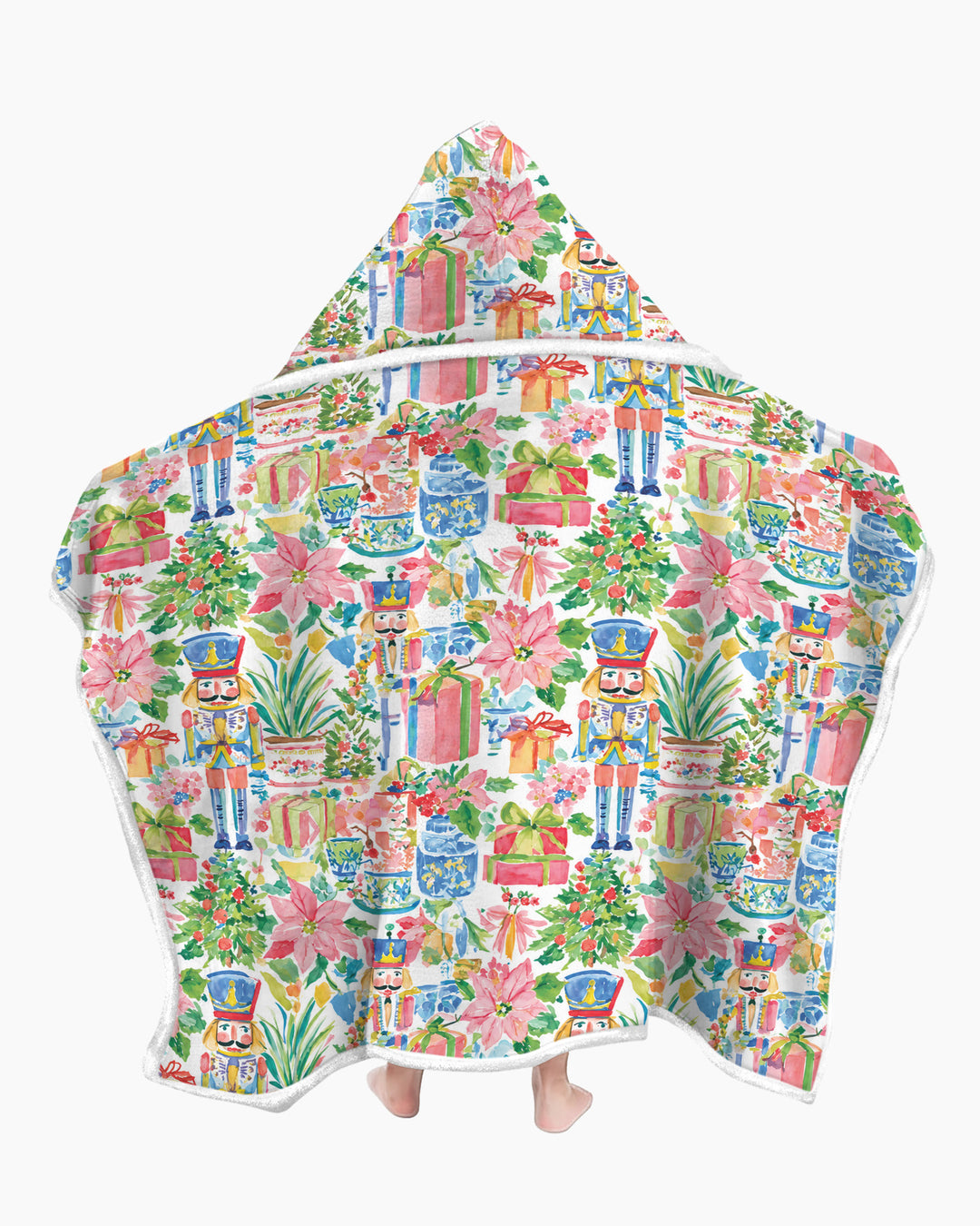 Watercolor Nutcracker Holiday Wearable Hooded Blanket