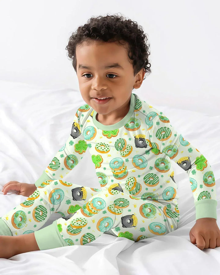 St. Patrick's Day Donut Bamboo Two Piece Long Sleeve Pajama Set