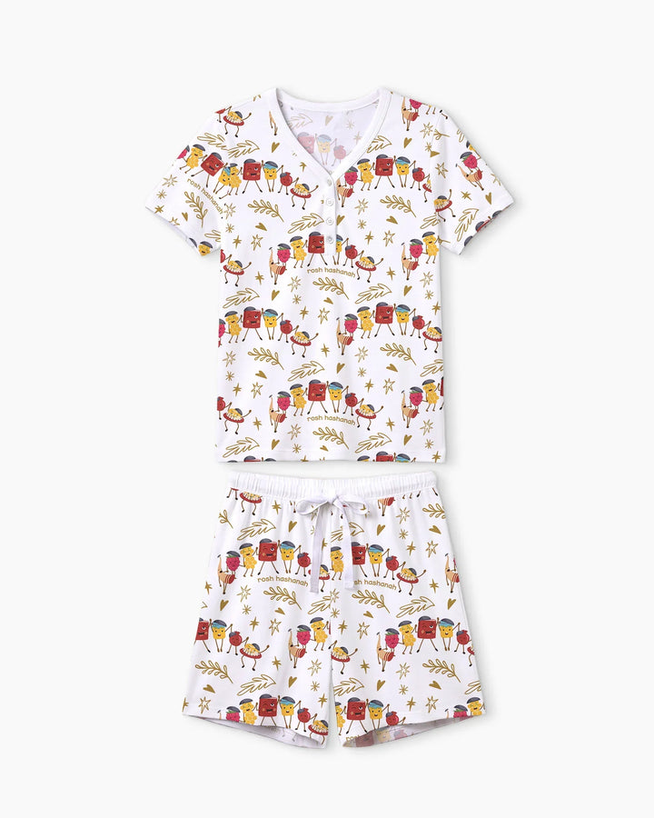 Let's Celebrate Rosh Hashanah Bamboo Women Short Sleeve Short Pajama Set