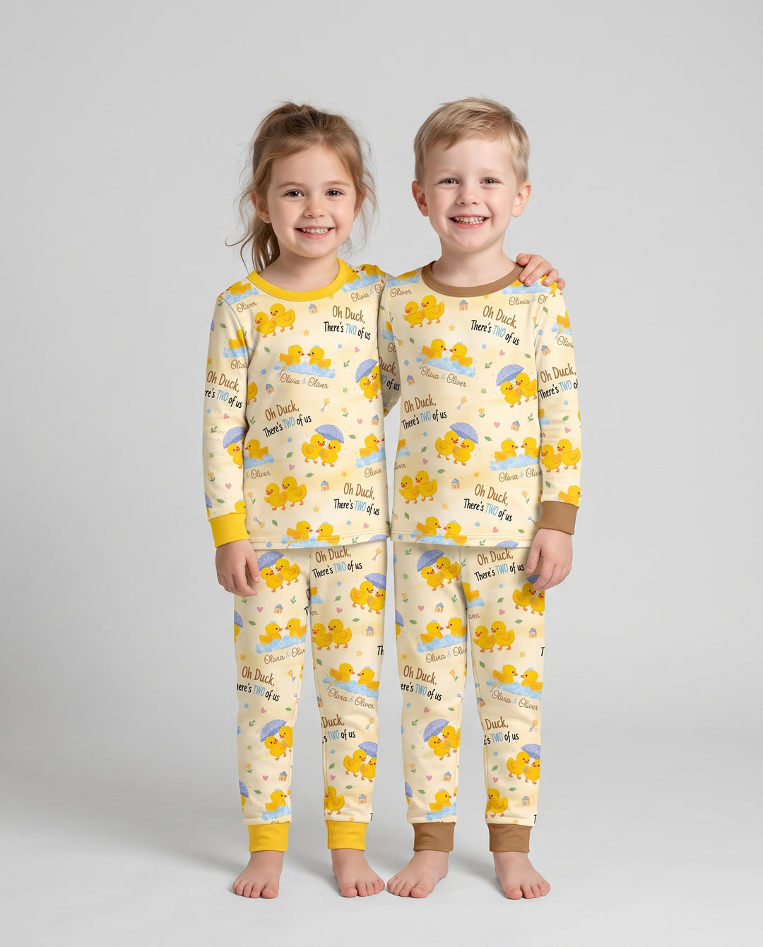 Oh Duck There's Two Of Us Twin Bamboo Two Piece Long Sleeve Pajama Set