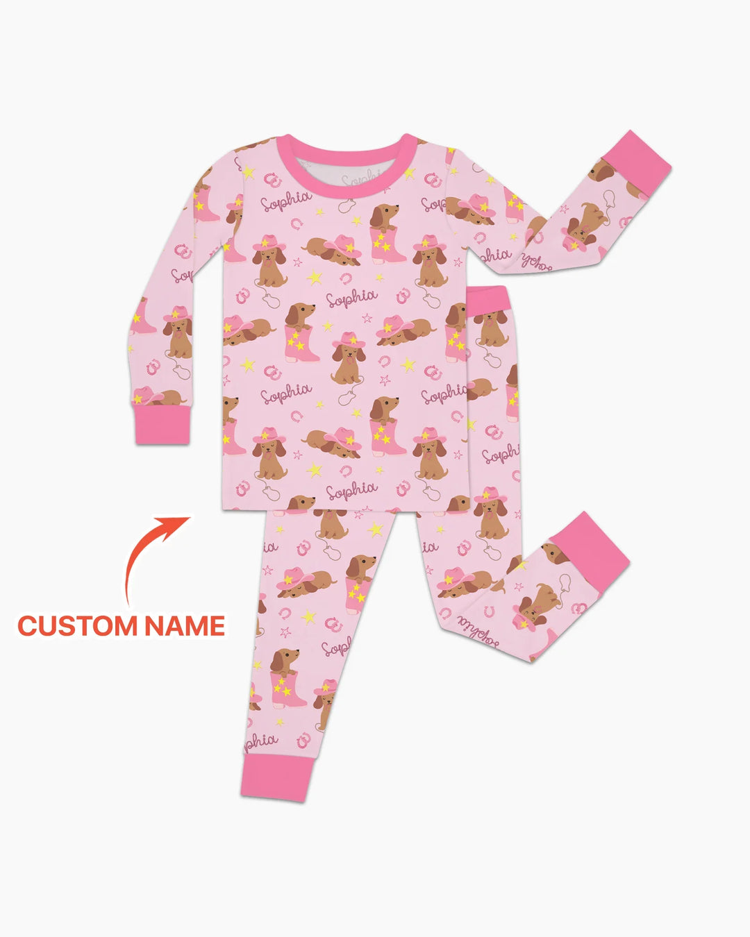 Howdy Dachshund Two Piece Long Sleeve Pajama Set