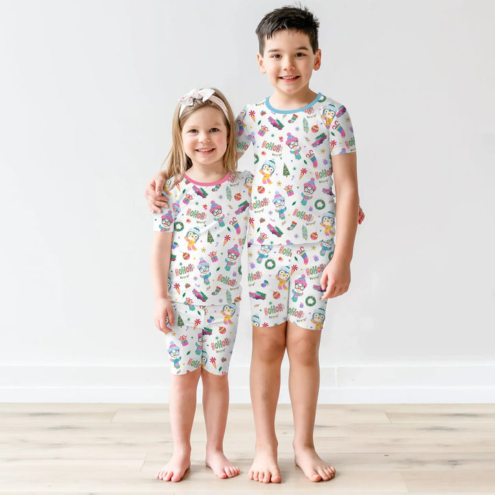 Bright Christmas Bamboo Two Piece Short Sleeve Shorts Pajama Set