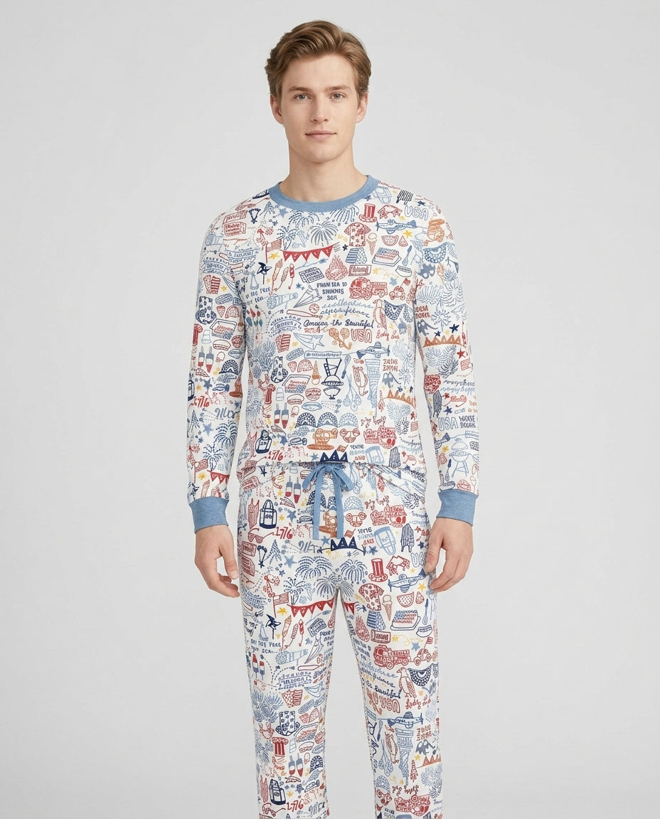 Liberty Doodle 250th Family Matching Bamboo Men's Pajama Set