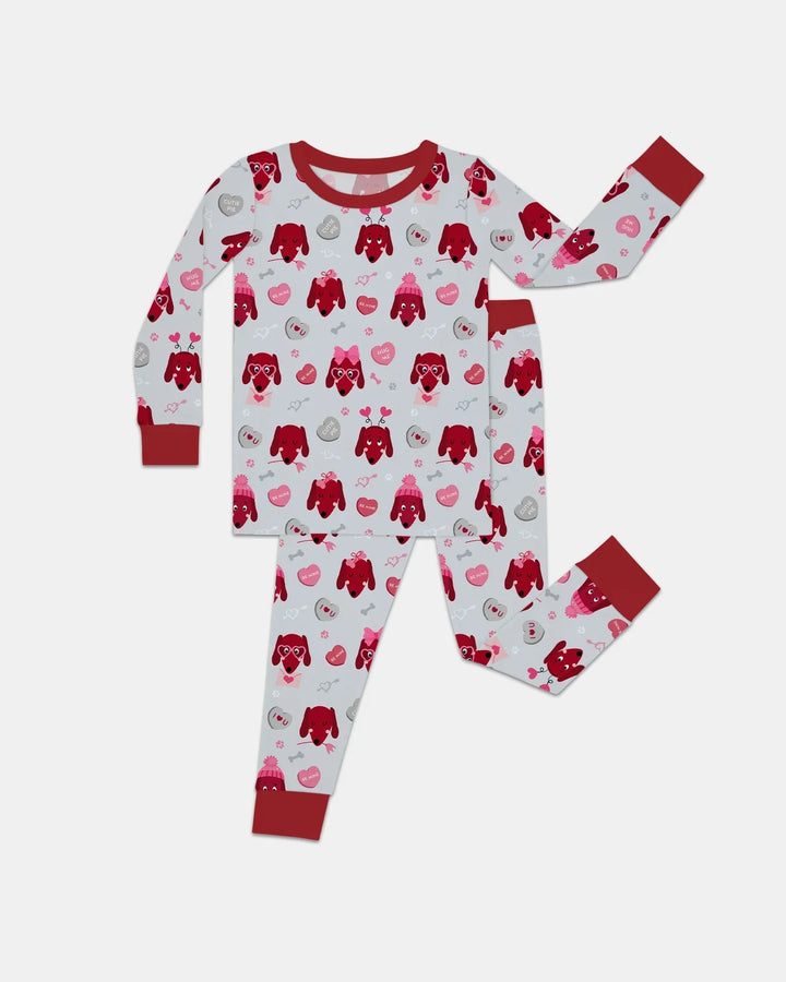 Dachshund Is My Valentine Bamboo Two Piece Long Sleeve Pajama Set