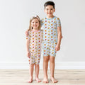 Hanukkah Donuts Two Piece Short Sleeve Shorts Pajama Set , Hanukkah Donuts Two Piece Short Sleeve Shorts Pajama Set - 12-18M / Blue