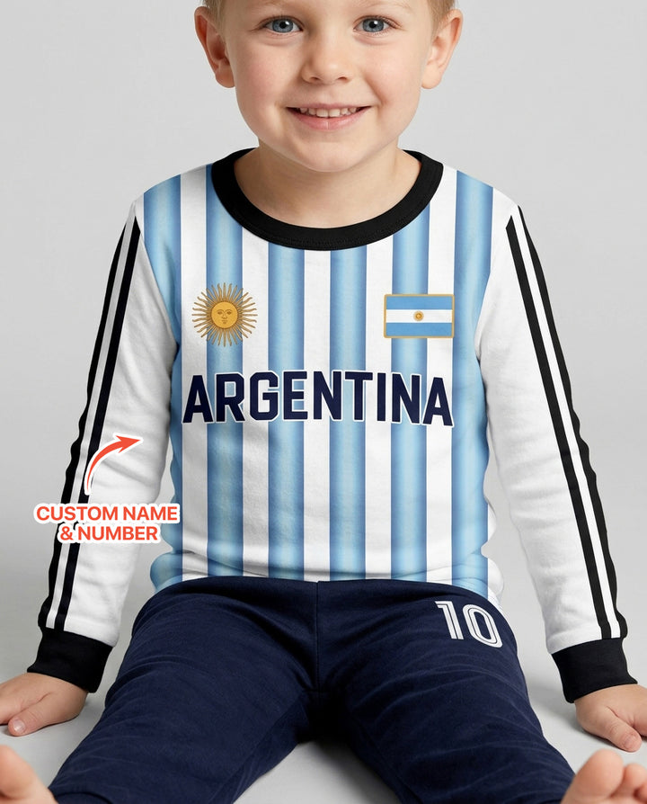 Custom Name Argentina Spirit Bamboo Two Piece Long Sleeve Pajama Set