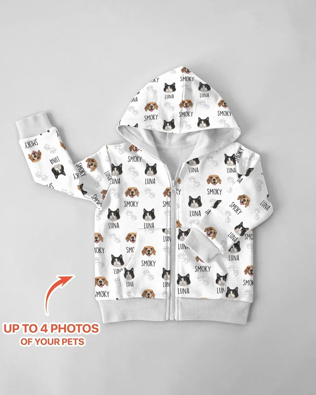 Custom Name and Pet Photos Bamboo Zip Hoodie