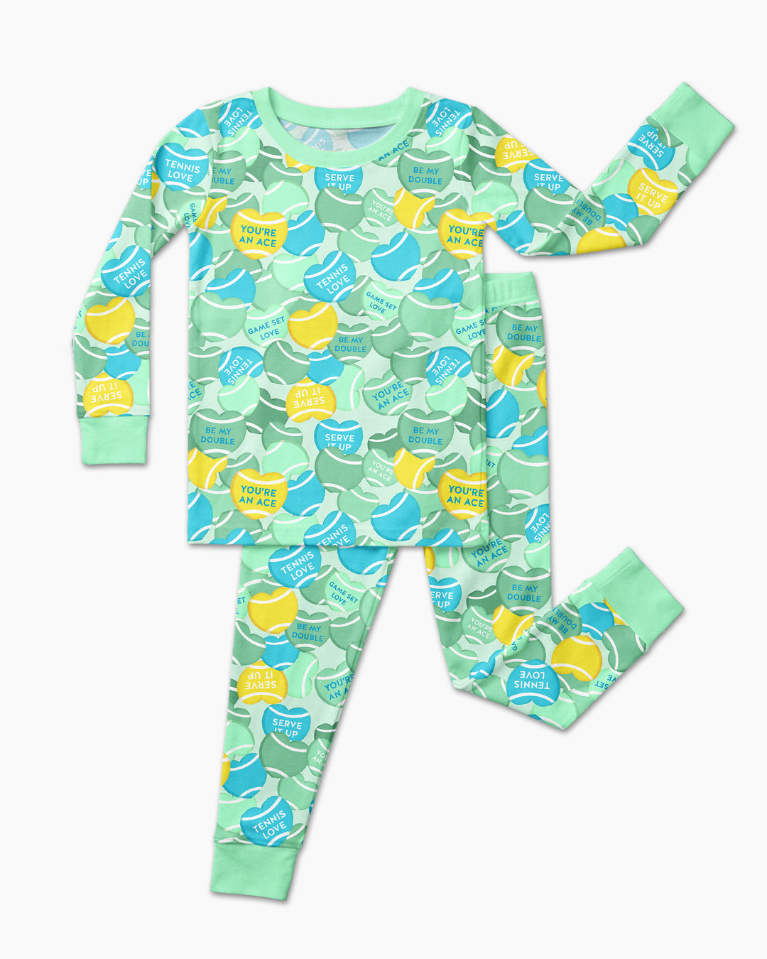 Tennis Candy Family Matching Bamboo Two Piece Long Sleeve Pajama Set