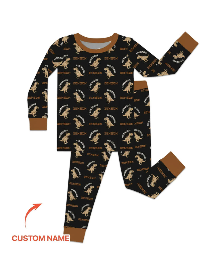 Custom Name Afikosaurus Bamboo Two Piece Long Sleeve Pajama Set