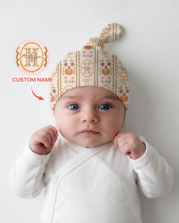 Custom Name Pumpkin Cottage Bamboo Knotted Hat
