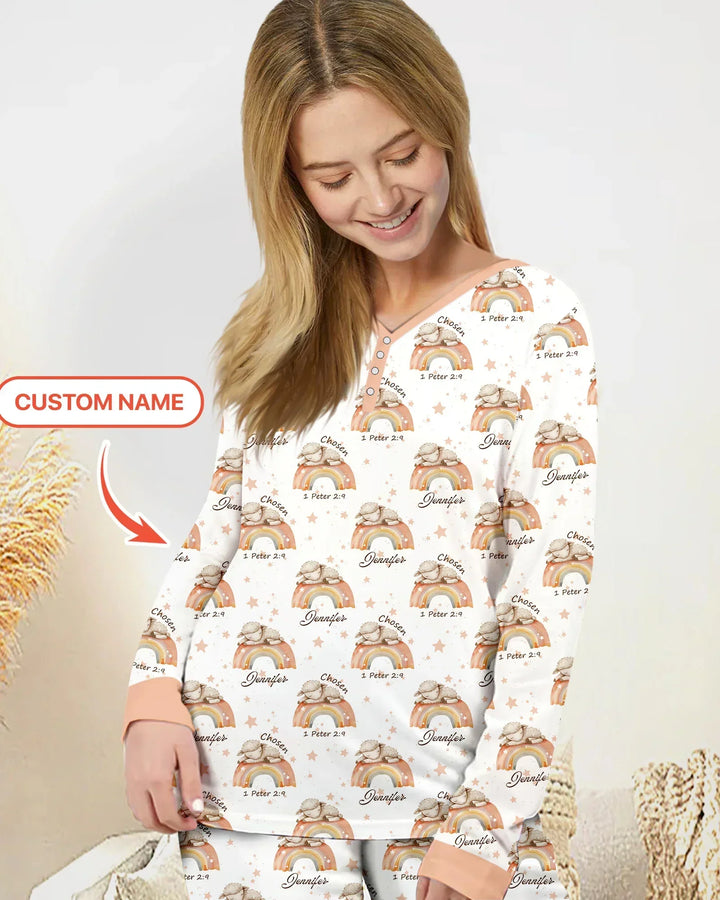 Chosen As His Own Custom Name Bamboo Women Pajama Set